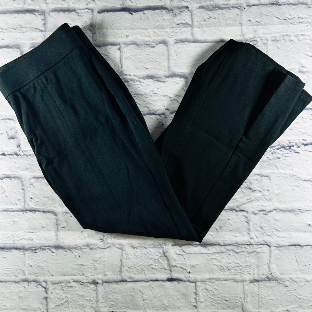 Orvis Womens Black Knit Pull On Pants Straight Leg Seam Detail Size S